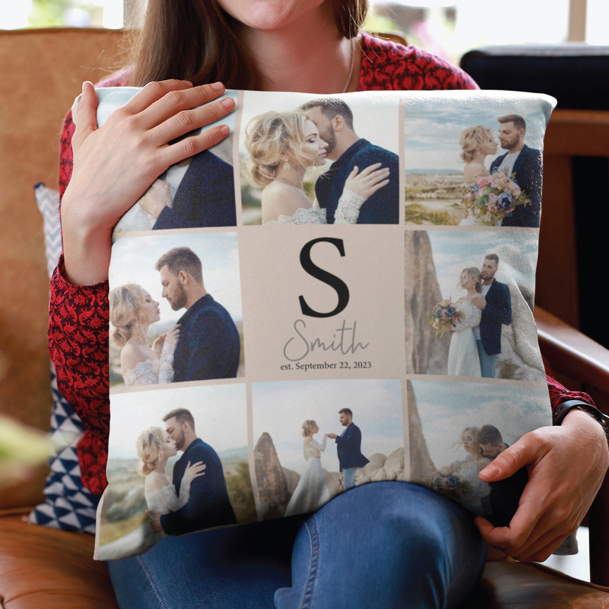 Personalized Monogrammed Pillow, Wedding Photo Throw Pillow, Photo Gift, Gift for Him, Gift for Her, Wedding Gift, Engagement Gift