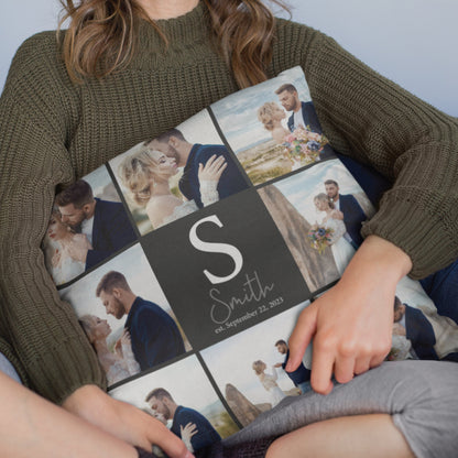 Personalized Monogrammed Pillow, Wedding Photo Throw Pillow, Photo Gift, Gift for Him, Gift for Her, Wedding Gift, Engagement Gift