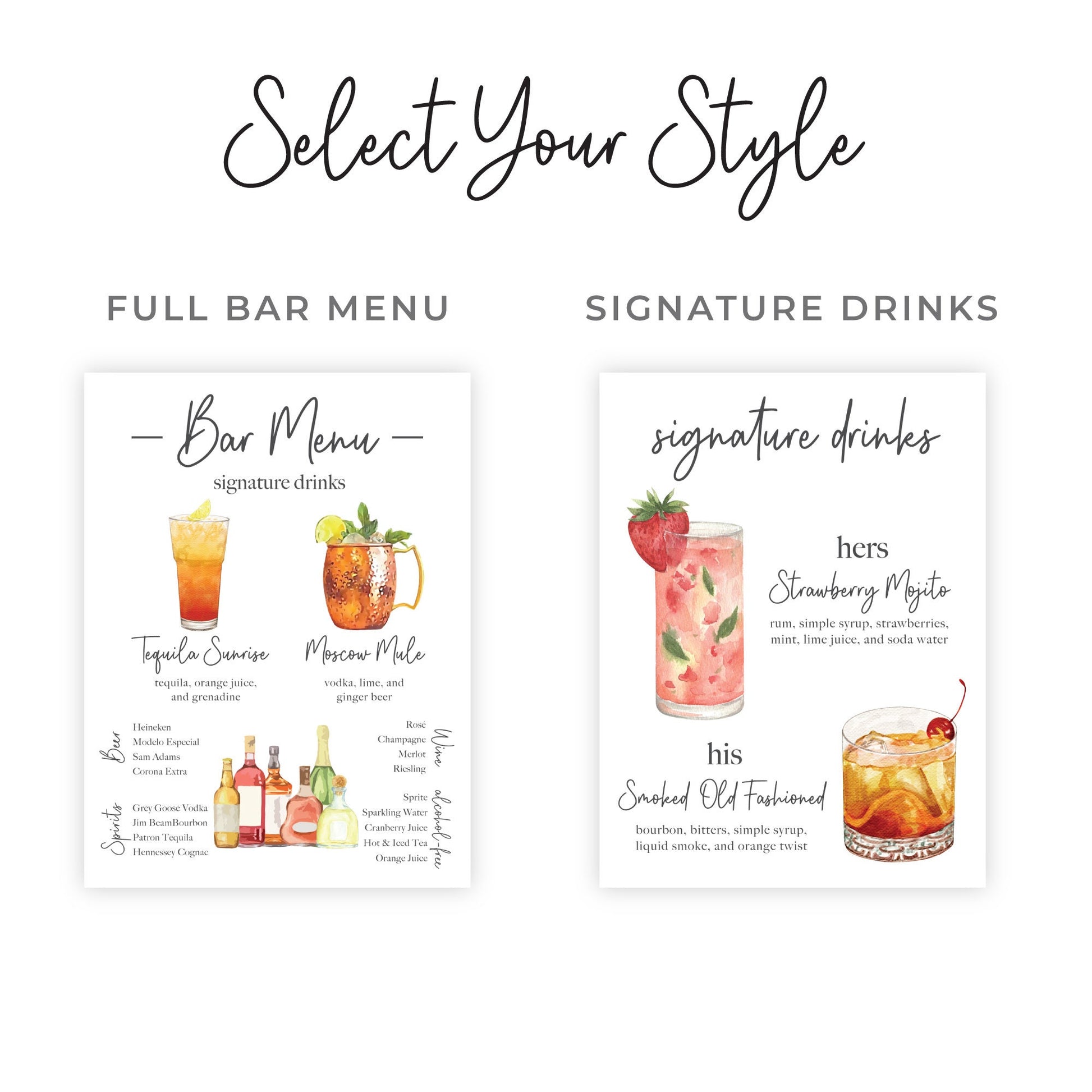 Personalized Wedding Bar Menu Sign