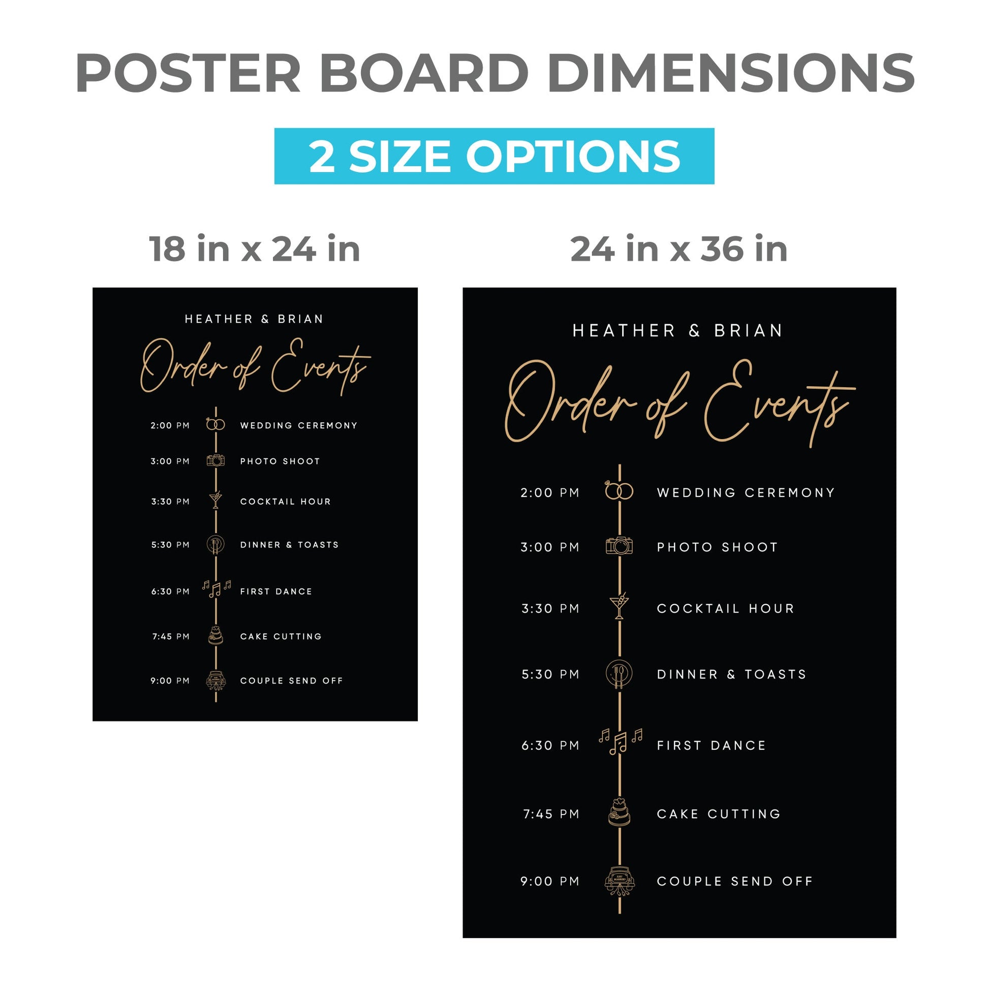 Wedding Order of Events Sign, Printed Wedding Welcome Sign, Party Decorations, Reception Poster, Wedding Decor, Order of the Day