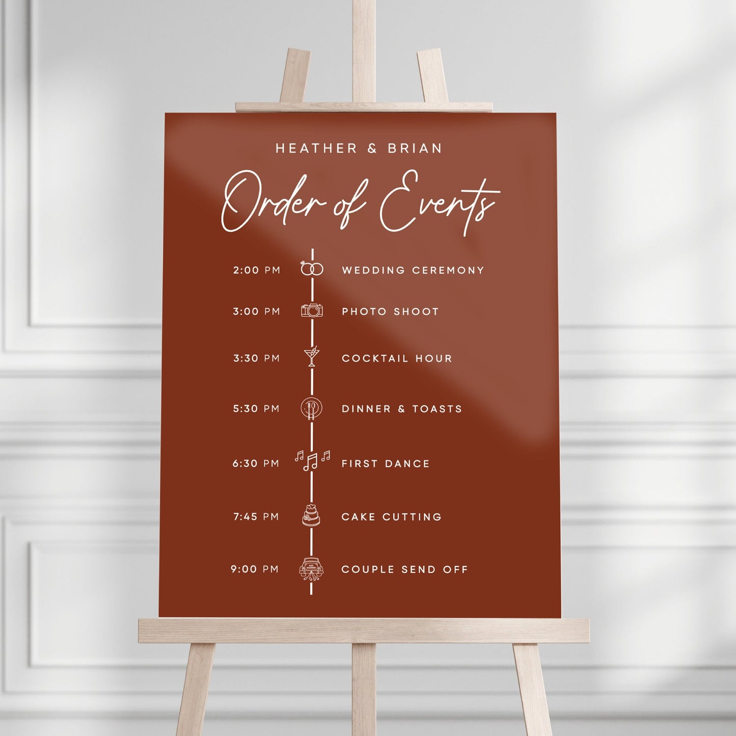 Wedding Order of Events Sign, Printed Wedding Welcome Sign, Party Decorations, Reception Poster, Wedding Decor, Order of the Day