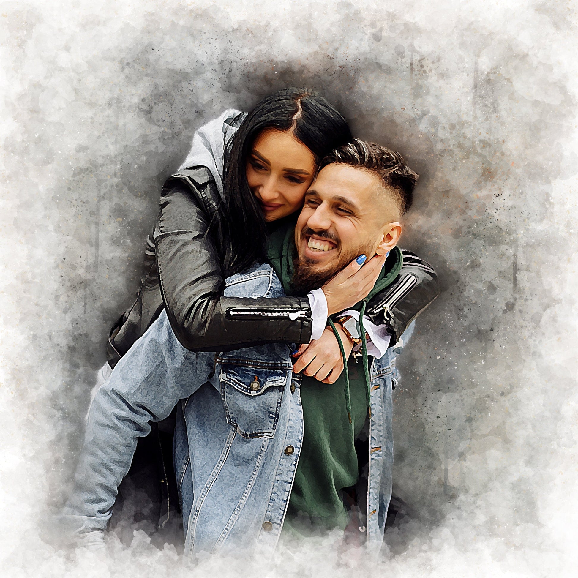Valentines Day Gift For Him Watercolor Portrait From Photo