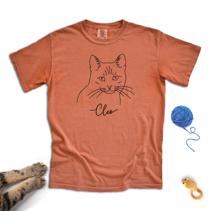 Line Art Pet Portrait Printed on Comfort Colors Stylish Shirt - Great Gift for Pet Lovers - Personalized Pet Shirt - Cat Lovers - Custom