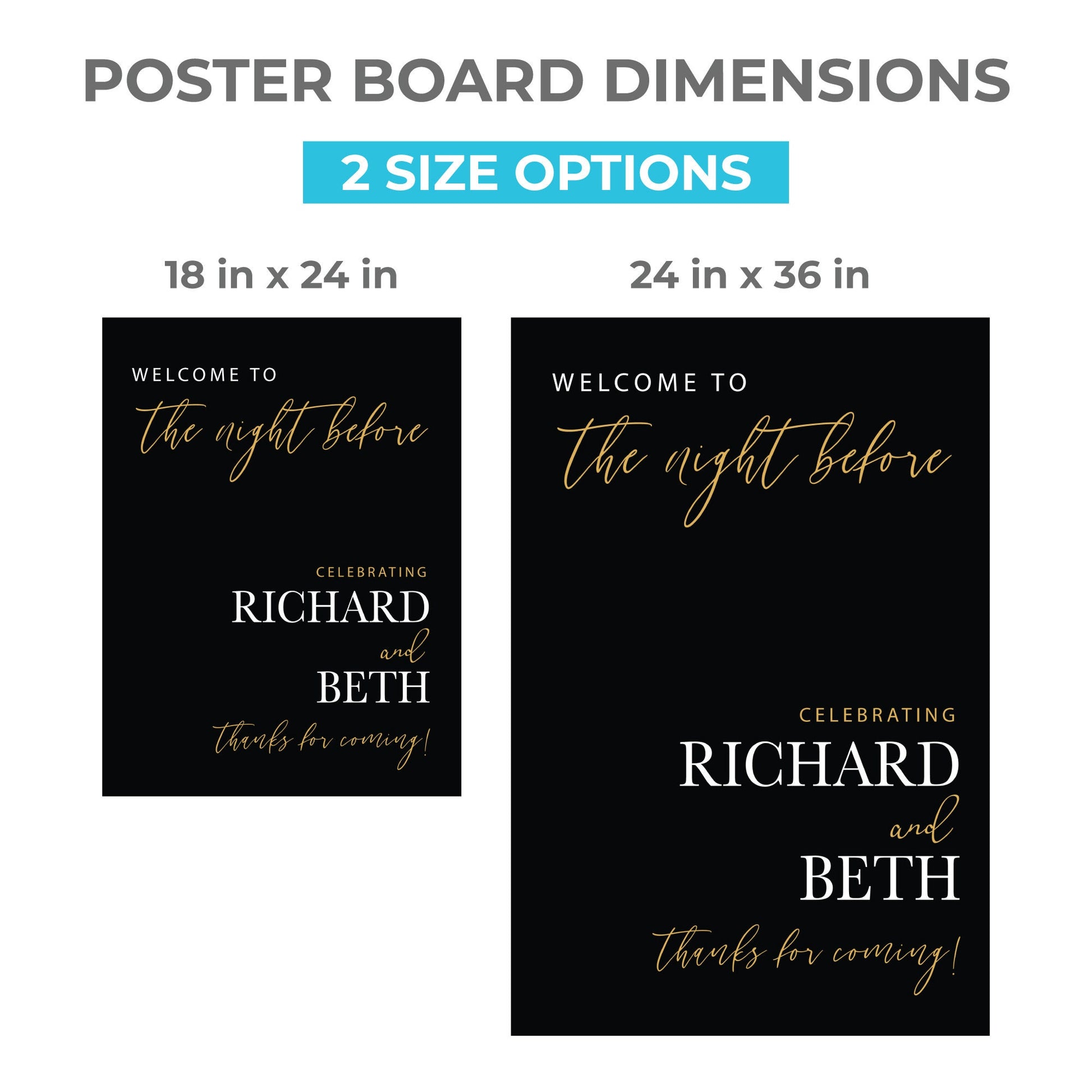 Printed Rehearsal Event Sign, The Night Before, Wedding Rehearsal Welcome Sign, Wedding Decor, Wedding Foamboard Night Before Sign