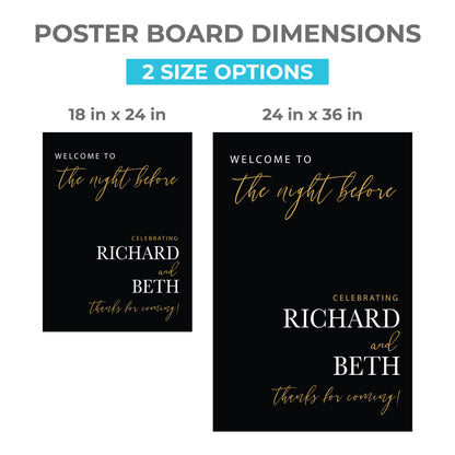 Printed Rehearsal Event Sign, The Night Before, Wedding Rehearsal Welcome Sign, Wedding Decor, Wedding Foamboard Night Before Sign