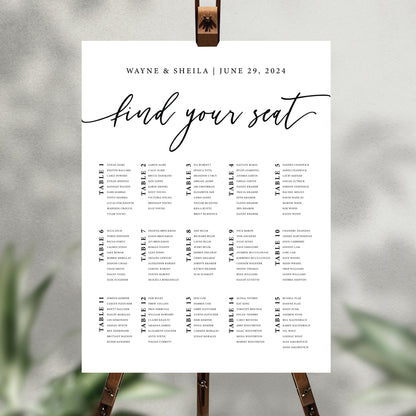 Wedding Seating Chart Printed, Wedding Welcome Sign, Party Decorations, Reception Poster, Wedding Decor, Rehearsal Sign, Find Your Seat