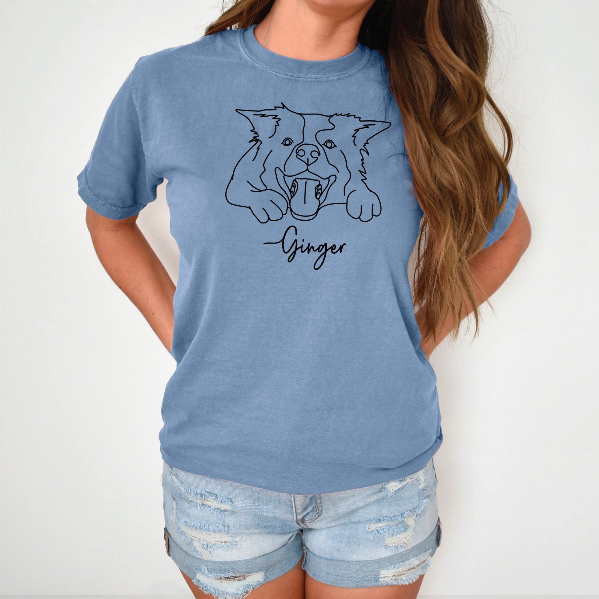 Line Art Pet Portrait Printed on Comfort Colors Stylish Shirt - Great Gift for Pet Lovers - Personalized Pet Shirt - Cat Lovers - Custom