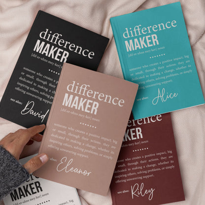 Difference Maker Journal with Your Name, Personalized Bold Difference Maker Definition, Coworker Birthday Gift, Mentor Appreciation, Teacher