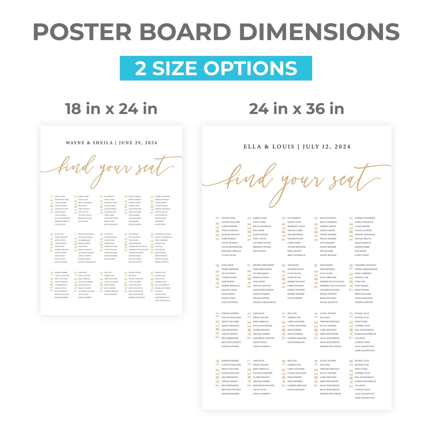 Wedding Seating Chart Printed, Wedding Welcome Sign, Party Decorations, Reception Poster, Wedding Decor, Rehearsal Sign, Find Your Seat