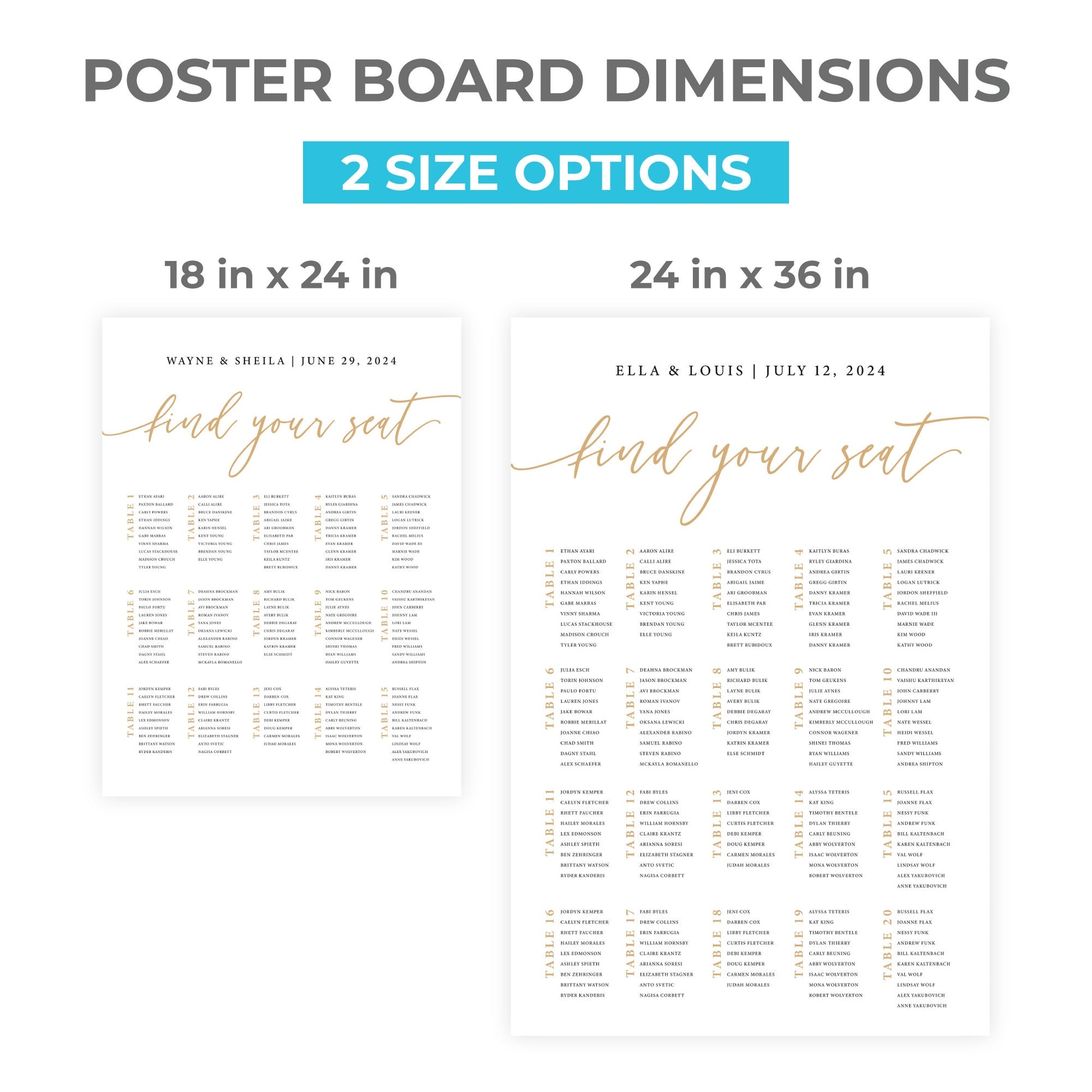 Wedding Seating Chart Printed, Wedding Welcome Sign, Party Decorations, Reception Poster, Wedding Decor, Rehearsal Sign, Find Your Seat