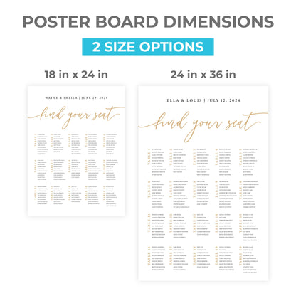 Wedding Seating Chart Printed, Wedding Welcome Sign, Party Decorations, Reception Poster, Wedding Decor, Rehearsal Sign, Find Your Seat