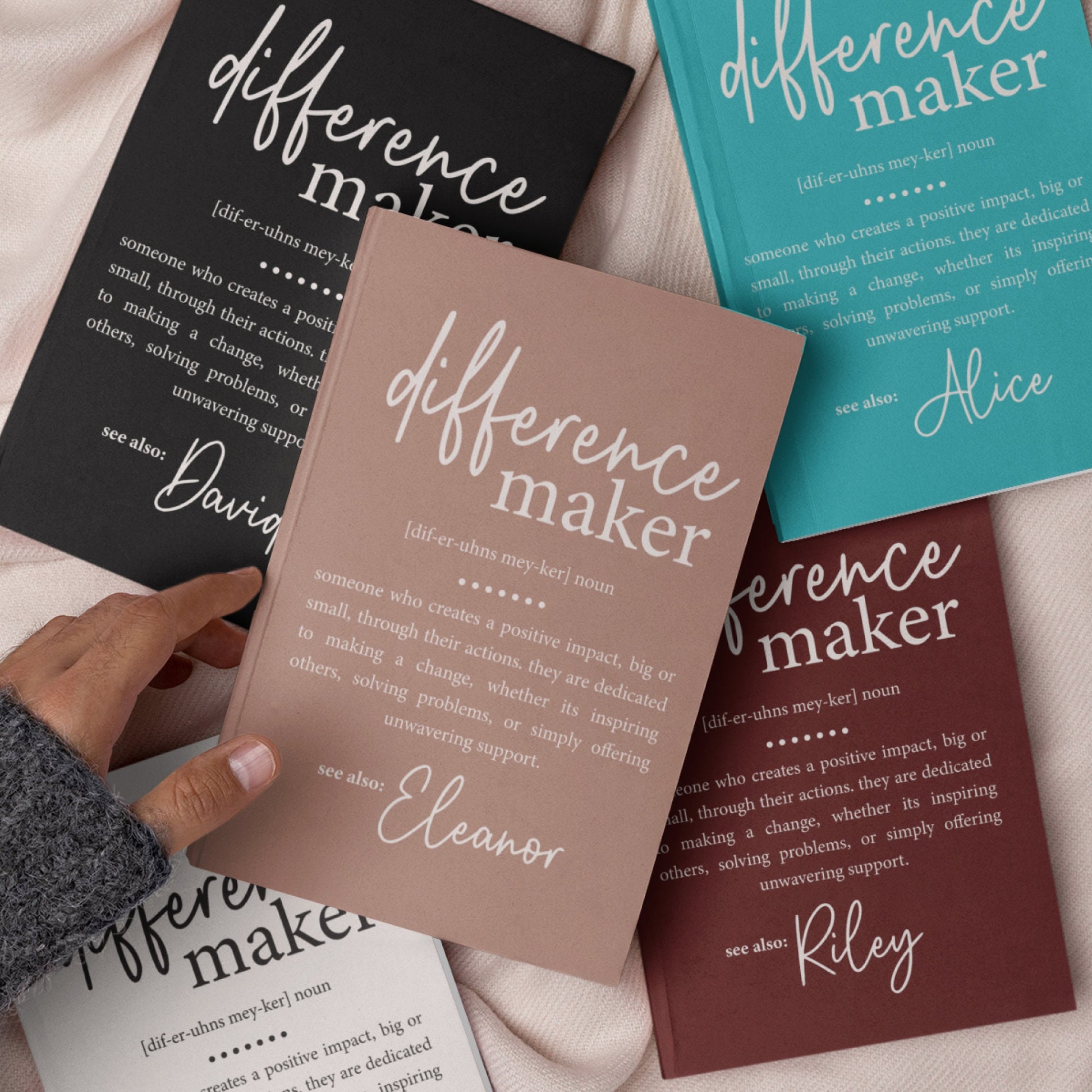 Difference Maker Journal with Your Name, Personalized Difference Maker Definition Gift, Coworker Birthday Gift, Mentor Appreciation, Teacher