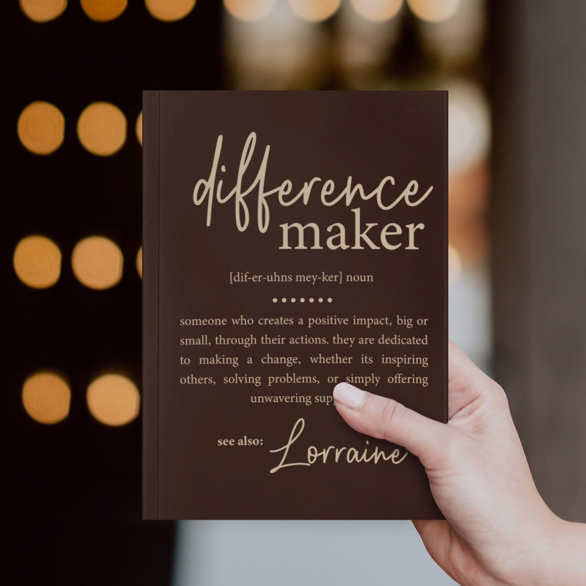 Difference Maker Journal with Your Name, Personalized Difference Maker Definition Gift, Coworker Birthday Gift, Mentor Appreciation, Teacher