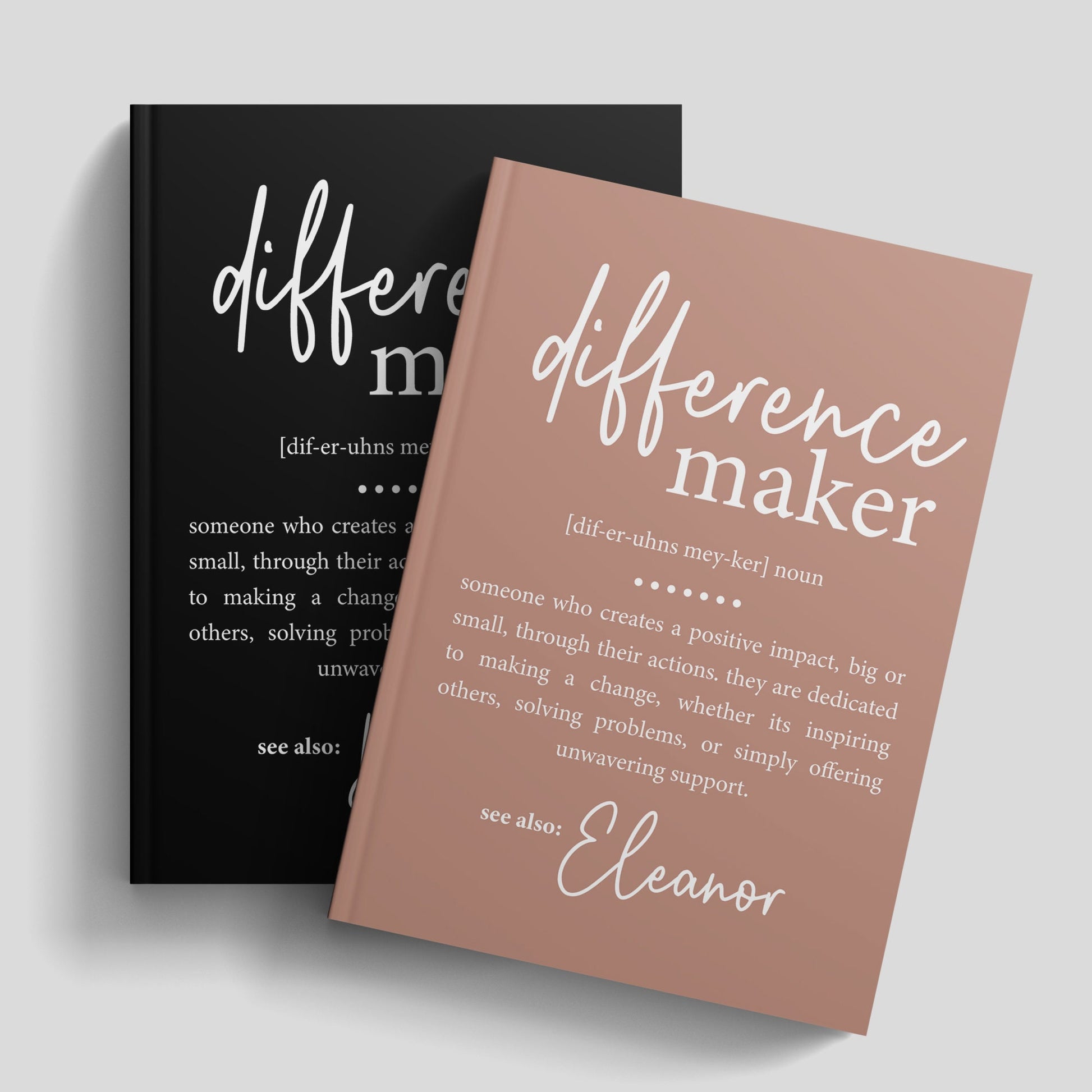Difference Maker Journal with Your Name, Personalized Difference Maker Definition Gift, Coworker Birthday Gift, Mentor Appreciation, Teacher