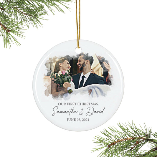 Personalized First Christmas Married Ornament - Custom Married Photo Ornament - Our First Christmas Married Gift - Family Ornament