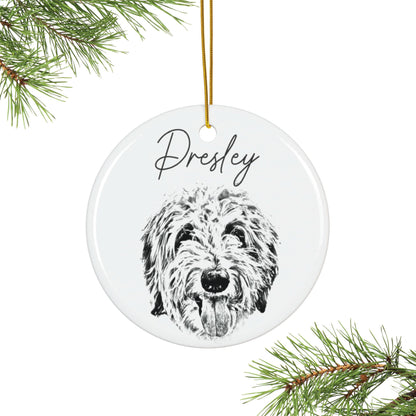 Custom Sketch Dog Christmas Ornament, Personalized Pet Portrait from Photo, Cat Christmas Photo, Pet Portrait Name Gift, Pet Lovers Ornament