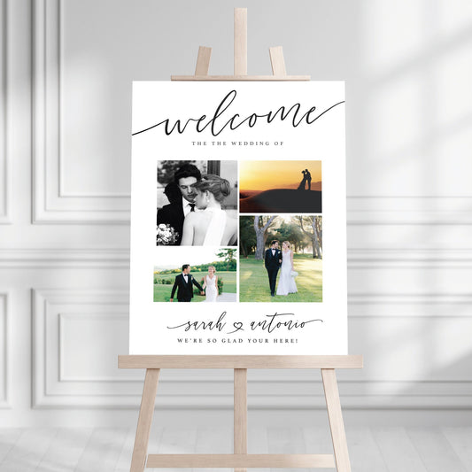 Personalized Wedding Welcome Sign Photo Collage, Party Decorations, Reception Poster, Wedding Decor, Rehearsal Sign, The Night Before