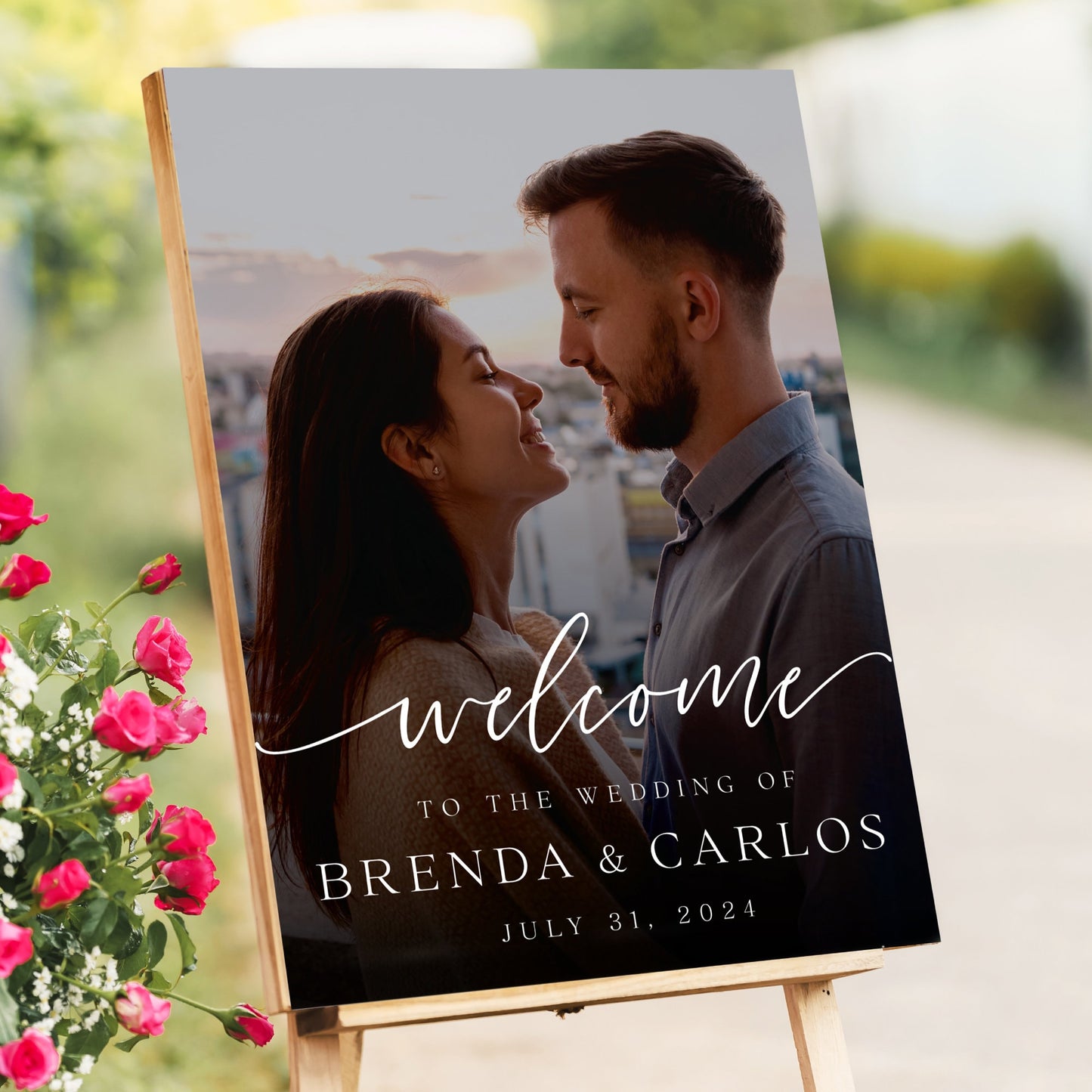 Wedding Welcome Sign with Photo, Rehearsal Sign, Wedding Reception Sign, Printed Welcome Sign, Wedding Picture Sign, Night Before Sign