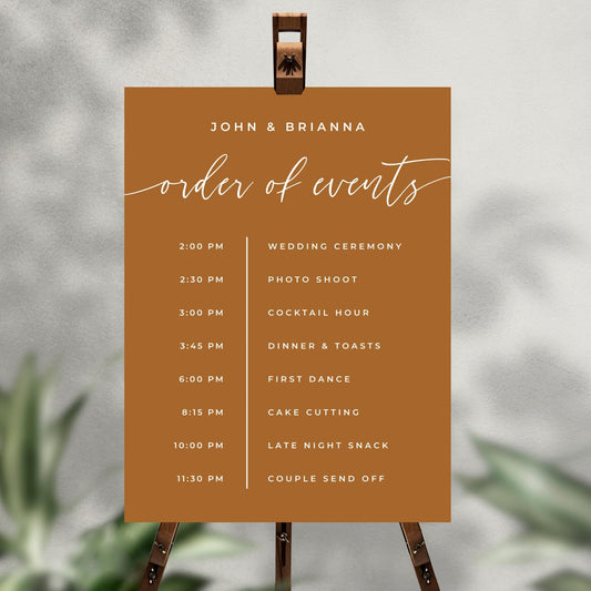 Autumn Wedding Order of Events Sign, Fall Wedding Welcome Sign, Party Decorations, Reception Poster, Wedding Decor, Order of the Day