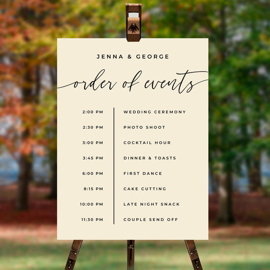 Autumn Wedding Order of Events Sign, Printed Fall Wedding Welcome Sign, Party Decorations, Reception Poster, Wedding Decor, Order of the Day