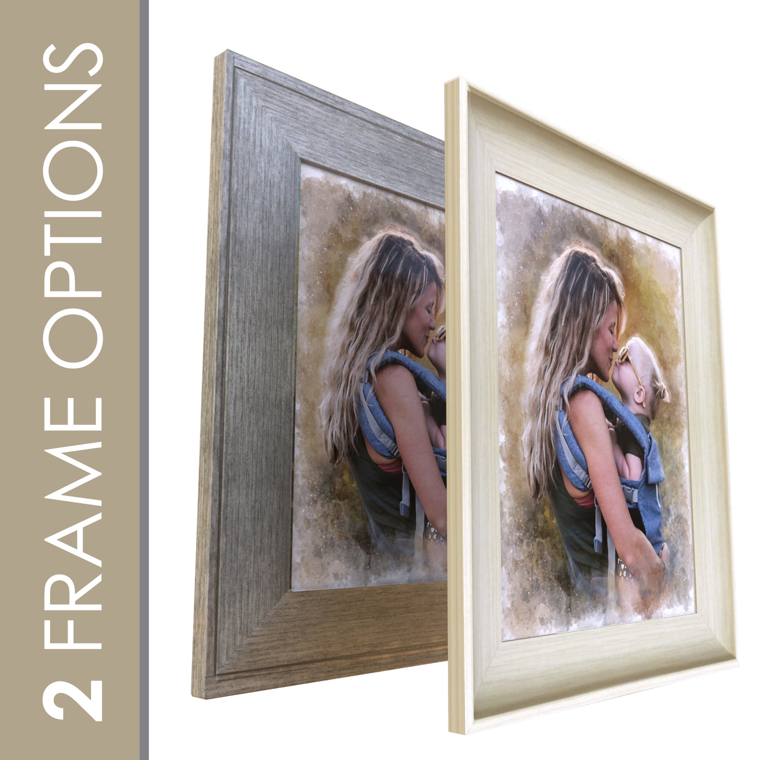 Framed Watercolor Portrait from Photo Two Frame Options