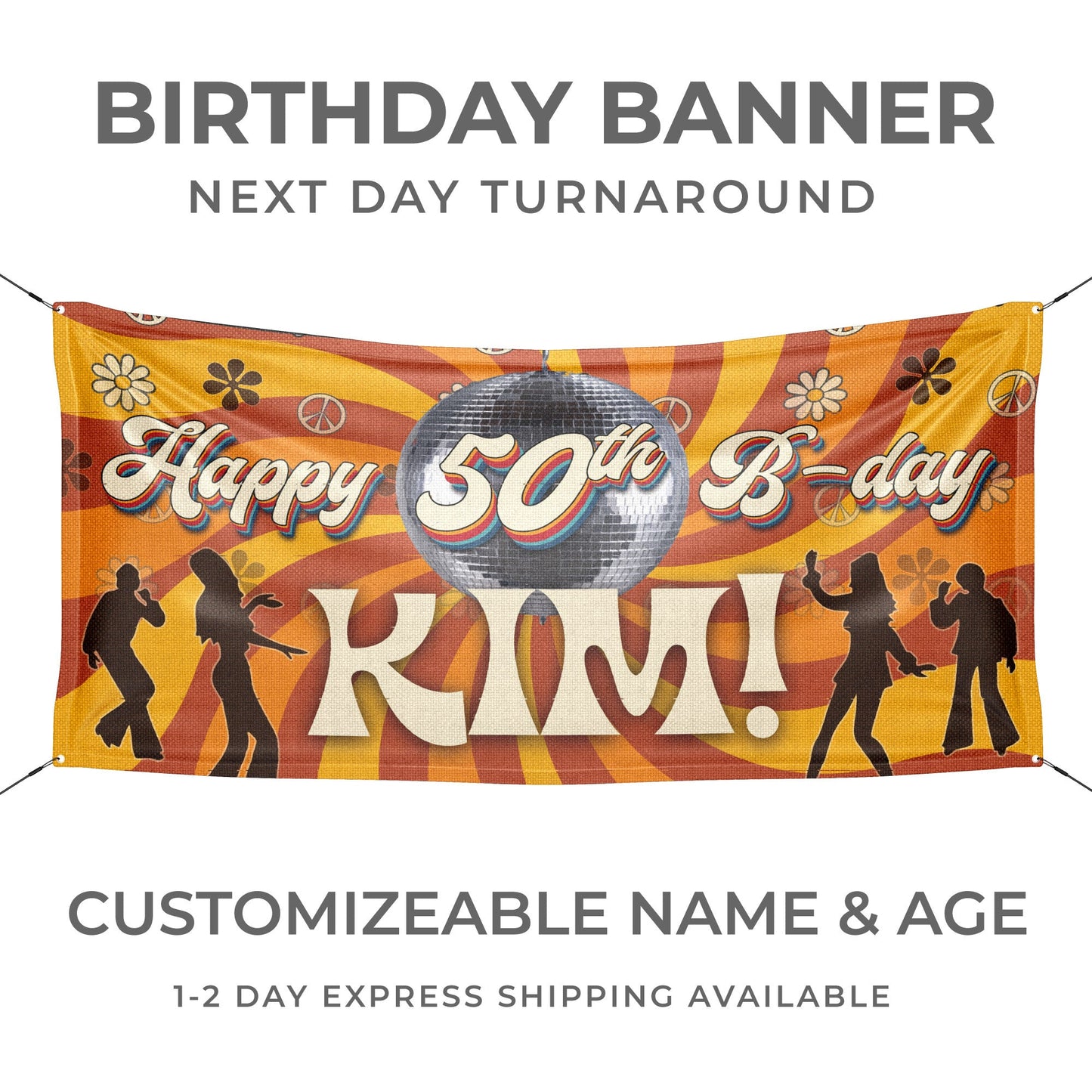 Groovy 1970s Disco Birthday Banner