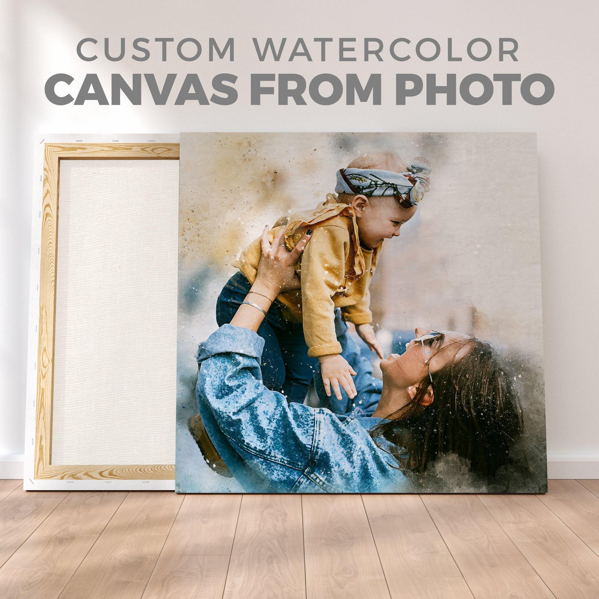 Custom Watercolor Canvas Portrait from Photo - HomeHaps