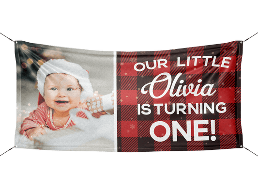 Baby's First Birthday Christmas Birthday Banner - HomeHaps