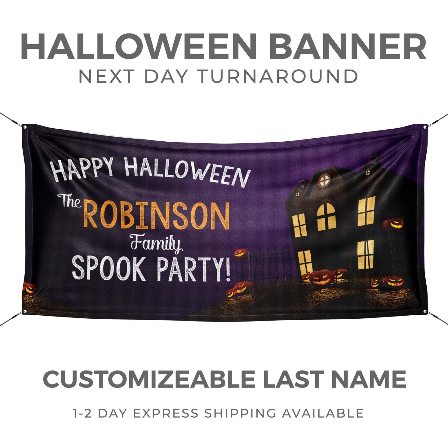 Personalized Haunted Mansion Halloween Banner - HomeHaps
