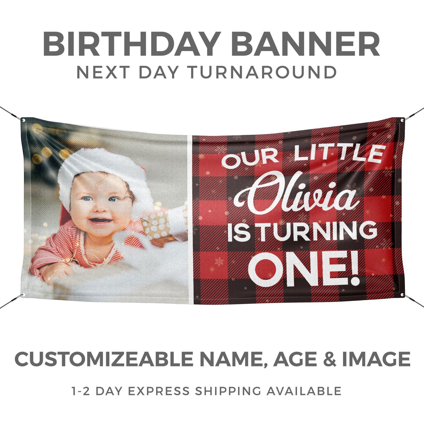 Baby's First Birthday Christmas Birthday Banner - HomeHaps