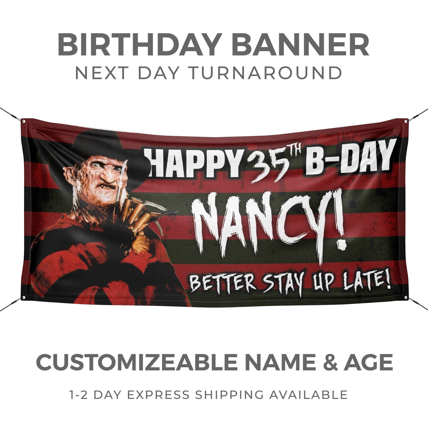 Freddy's Birthday Wish Personalized Halloween Birthday Banner - HomeHaps