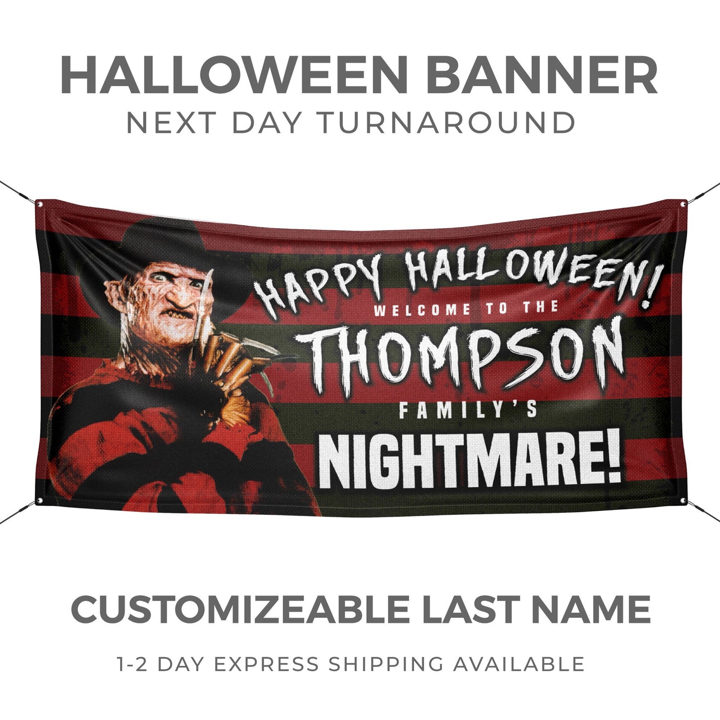 Freddy's Birthday Wish Personalized Halloween Birthday Banner - HomeHaps