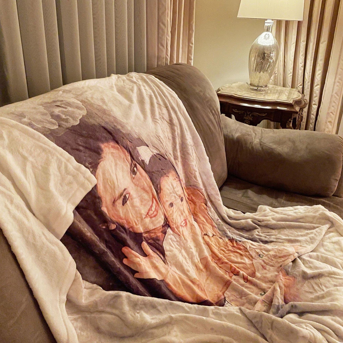 Personalized Watercolor Photo Blanket - HomeHaps