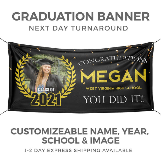 Personalized Crest Graduation Banner - HomeHaps