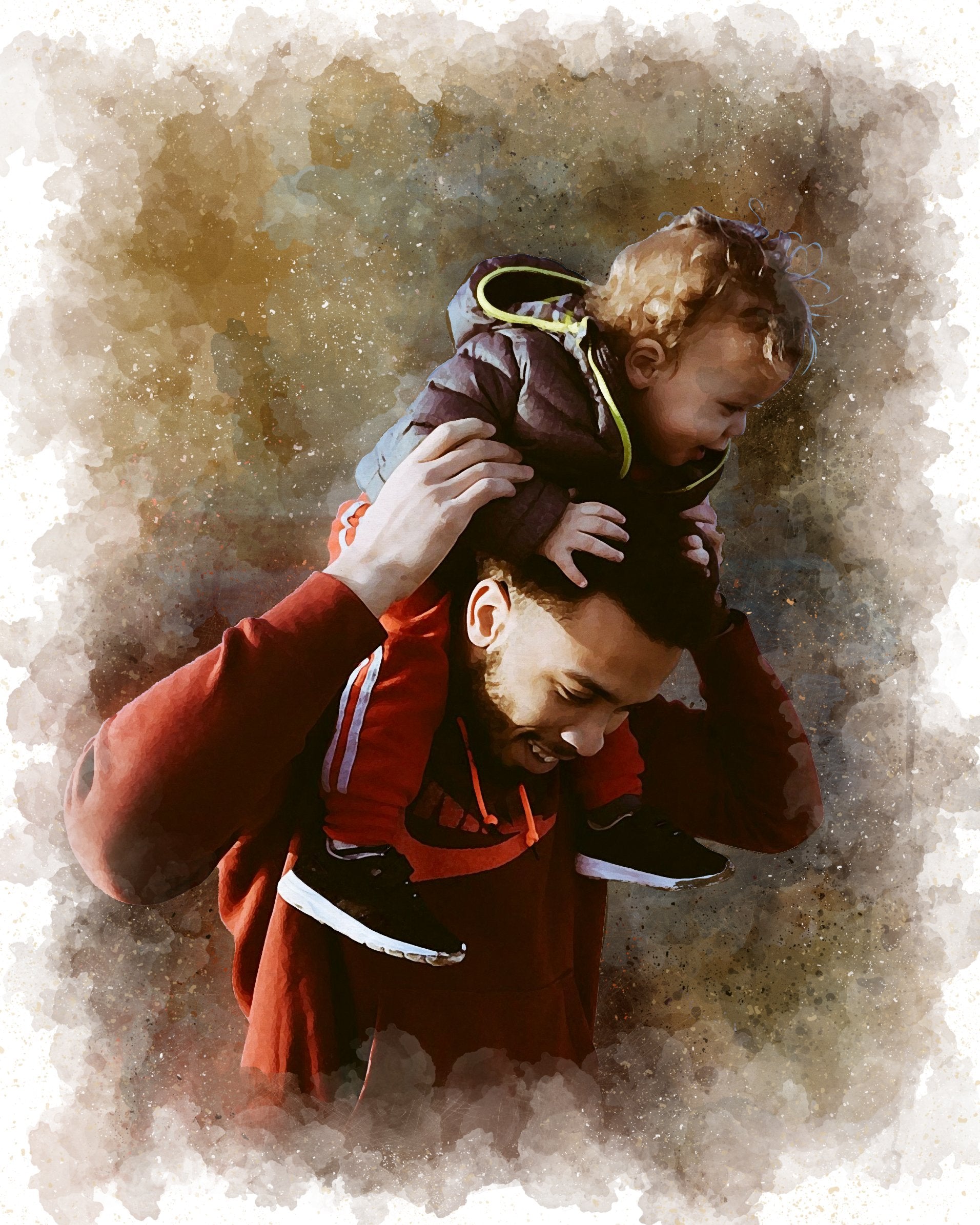 Custom Dad Watercolor Canvas Portrait from Photo 4