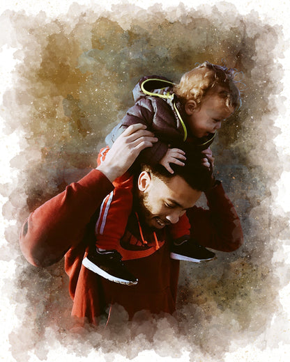 Custom Dad Watercolor Canvas Portrait from Photo 4