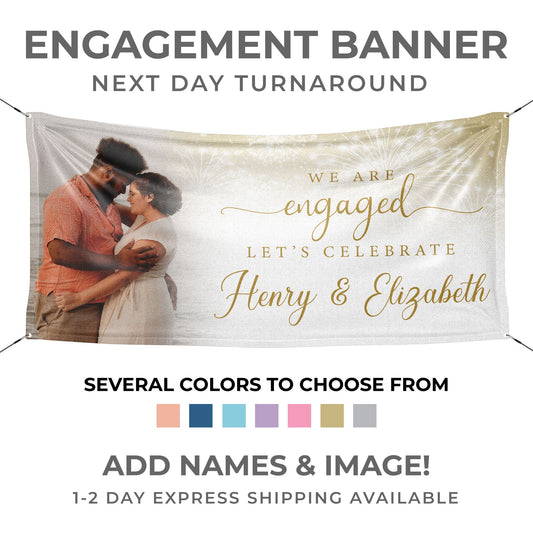 Personalized Fireworks Engagement Banner