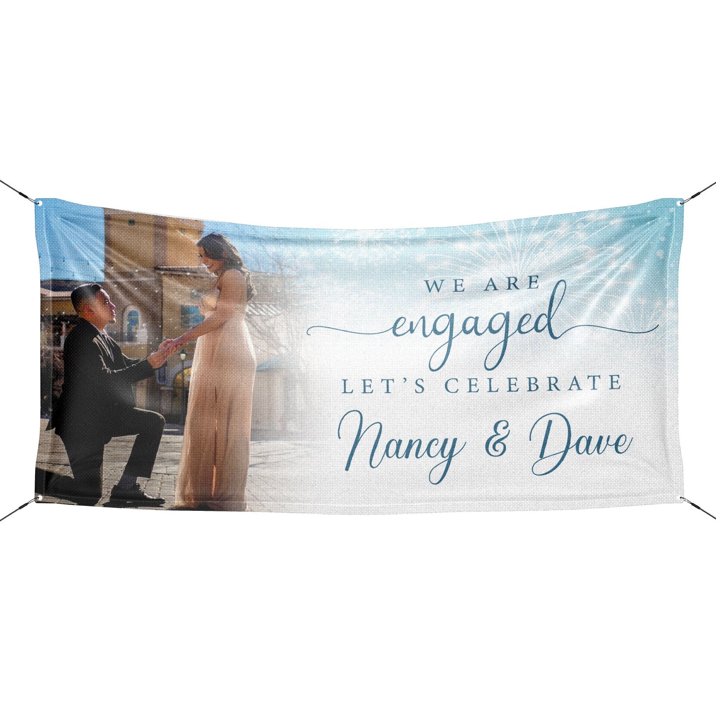 Personalized Fireworks Engagement Banner