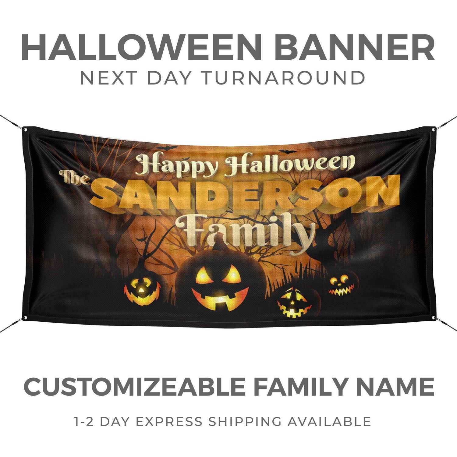 Spooky Pumpkin Personalized Halloween Banner - HomeHaps