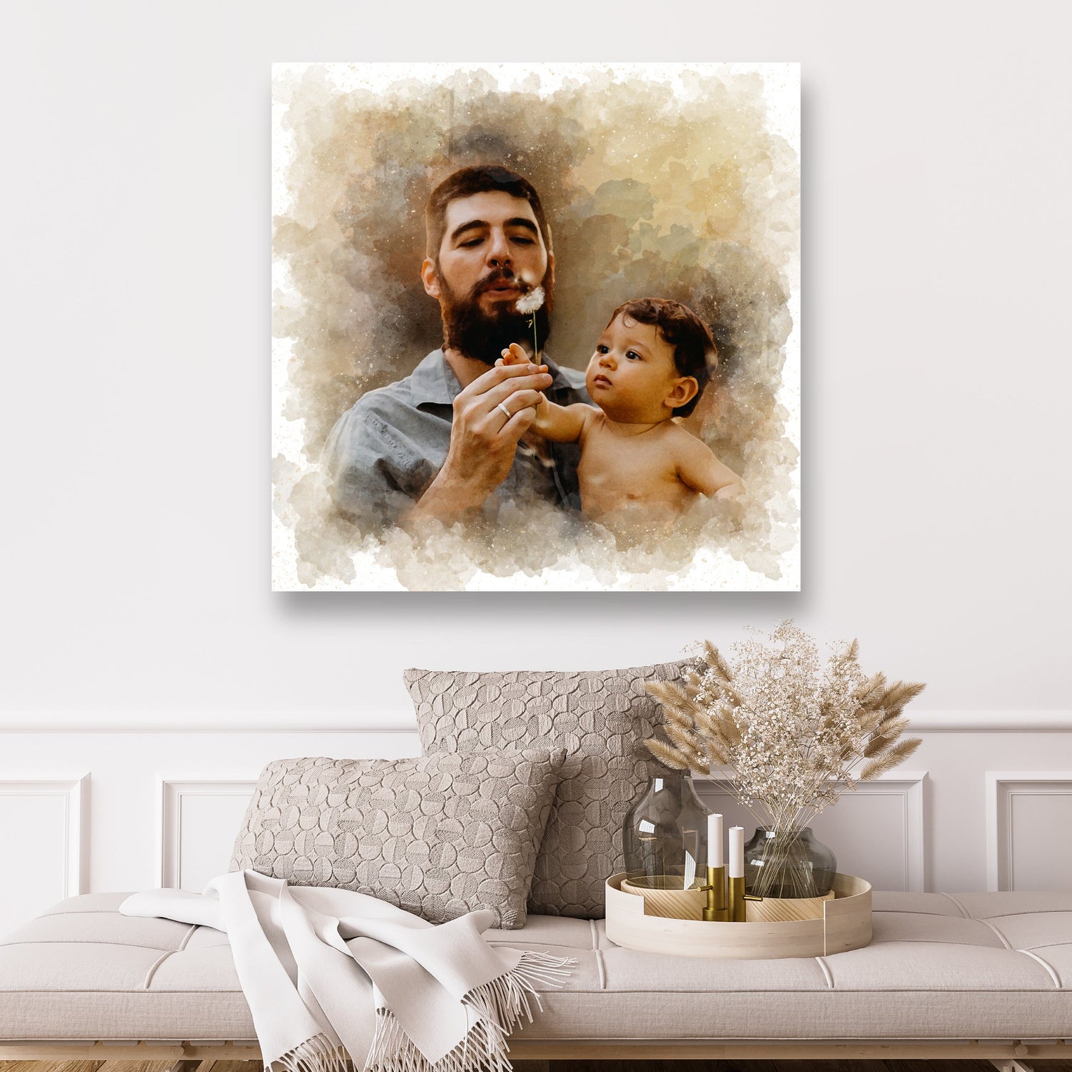 Custom Dad Watercolor Canvas Portrait from Photo