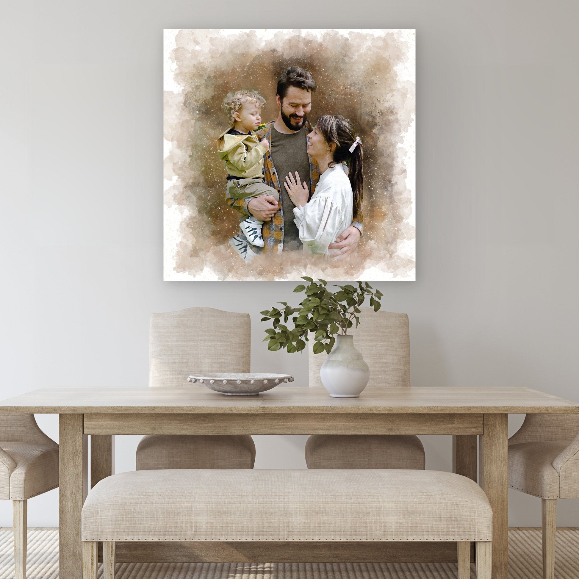 Water Color Portrait of Family 