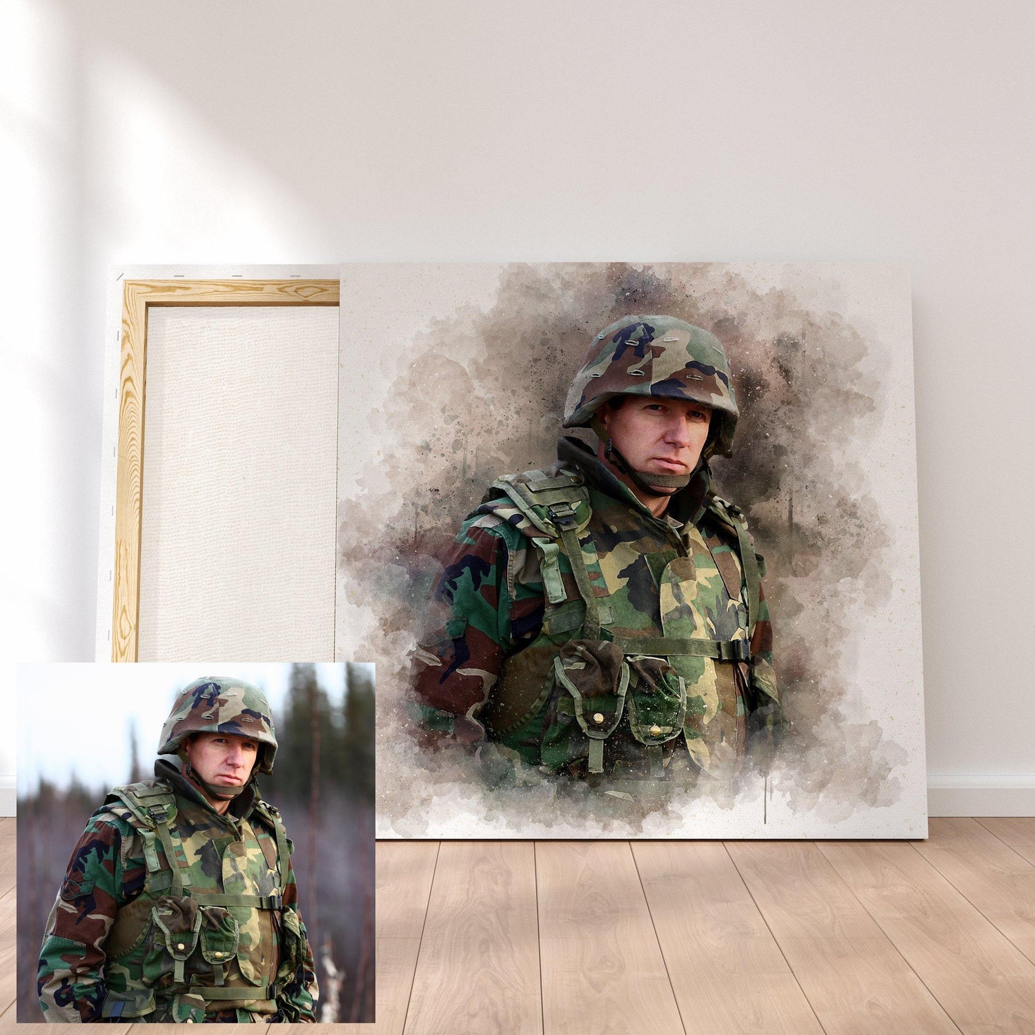 Military Watercolor Portrait from Photo - HomeHaps
