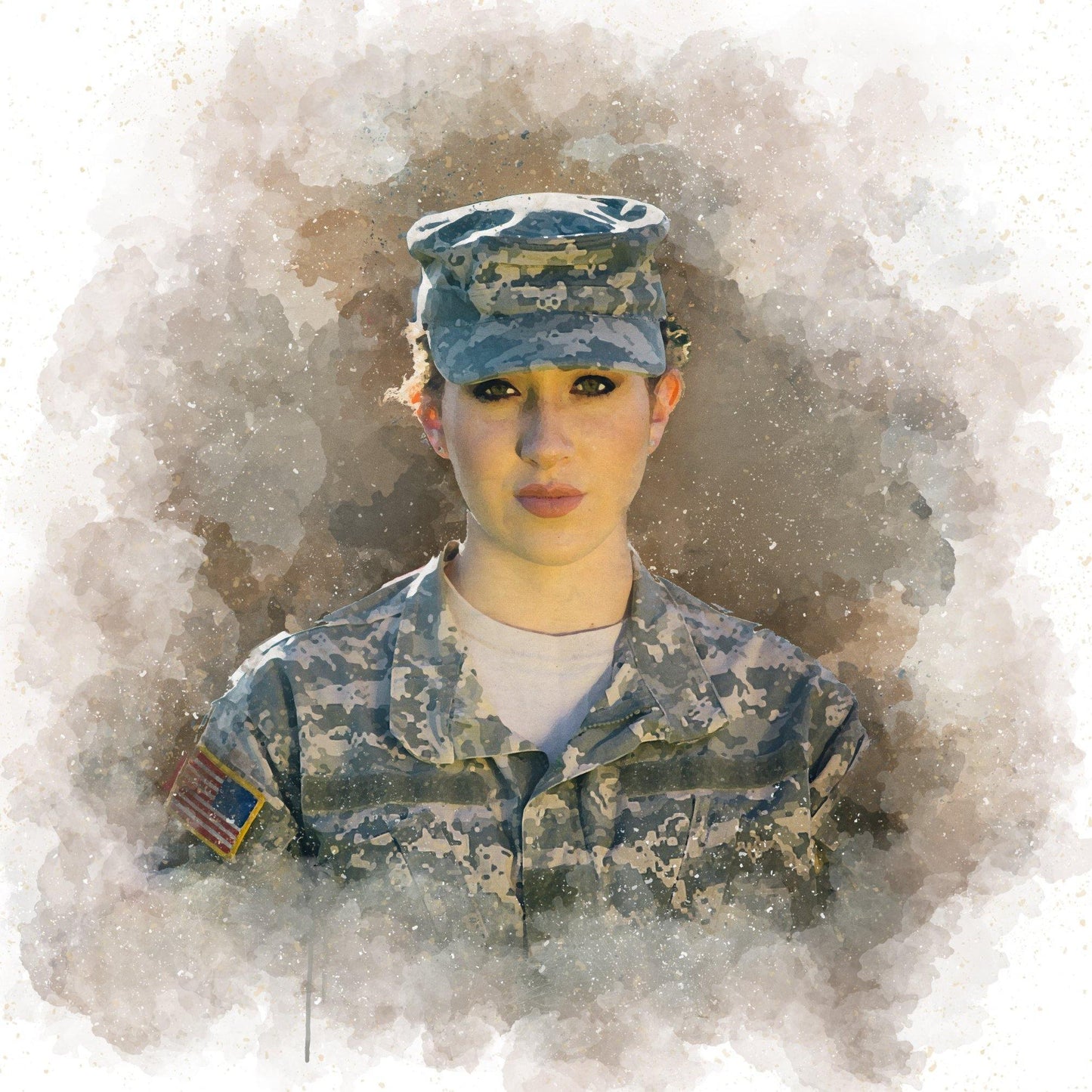 Military Watercolor Portrait from Photo - HomeHaps