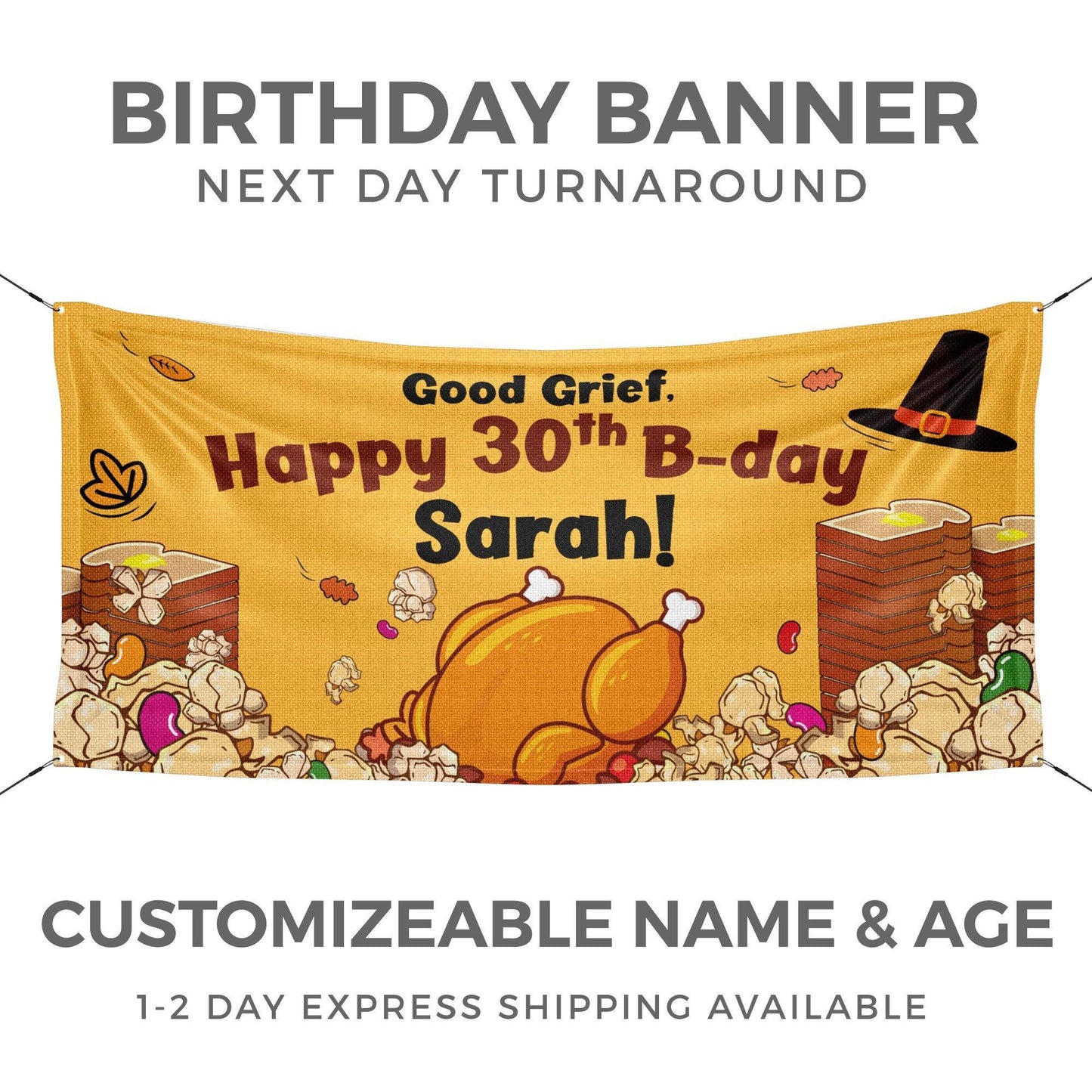 Popcorn and Jelly Beans Fall Birthday Banner - HomeHaps