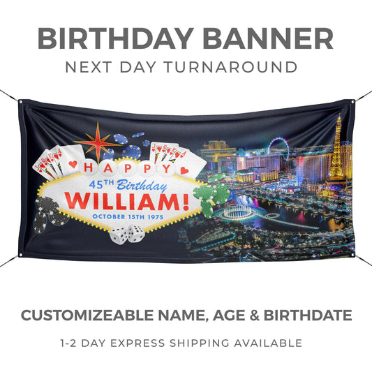 Poker Themed Personalized Casino Birthday Banner - HomeHaps