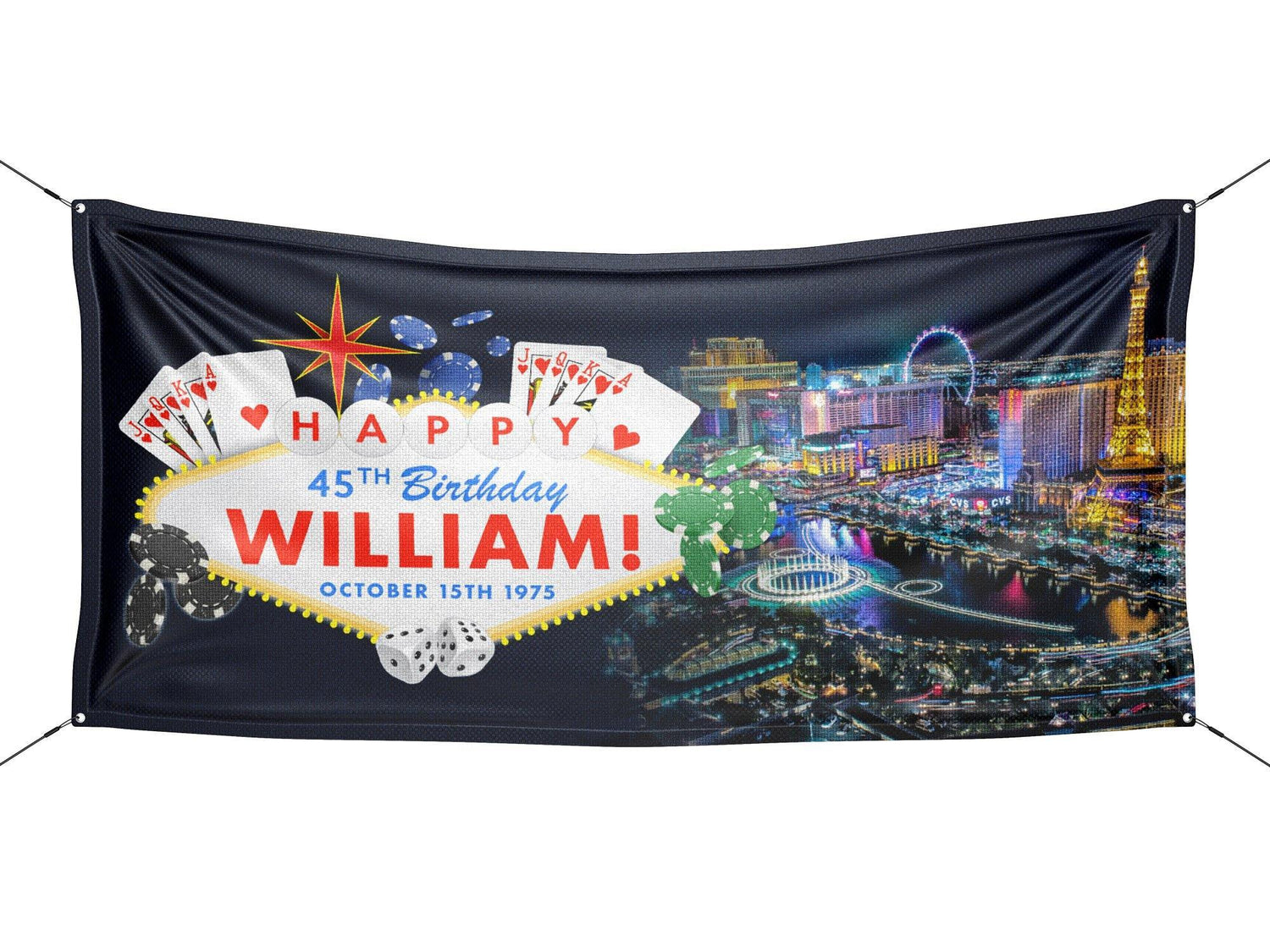 Poker Themed Personalized Casino Birthday Banner - HomeHaps