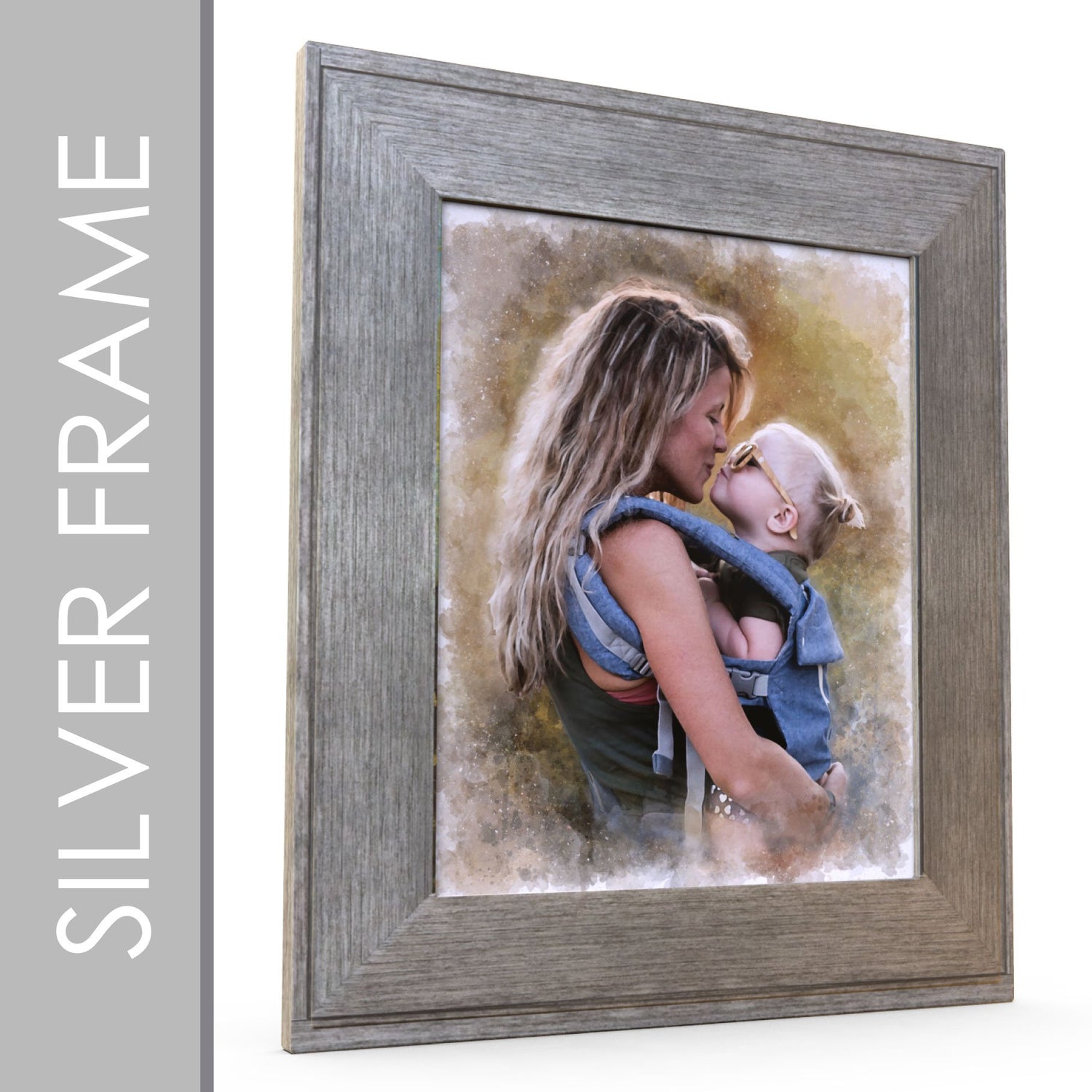 Silver Framed Watercolor Portrait from Photo