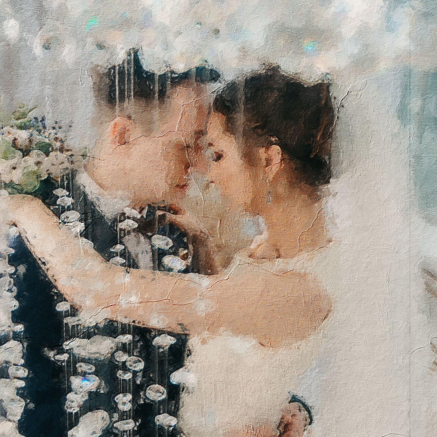 Custom Wedding Rings Oil Painting Canvas Portrait from Photo - HomeHaps