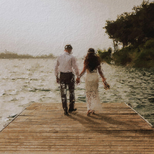 Custom Wedding Rings Oil Painting Canvas Portrait from Photo - HomeHaps